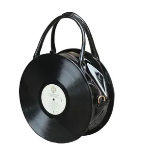 Rock vinyl CD women bag original design handbags of old times pu leather tote fashion top-hand handbag for girl black XA1120A