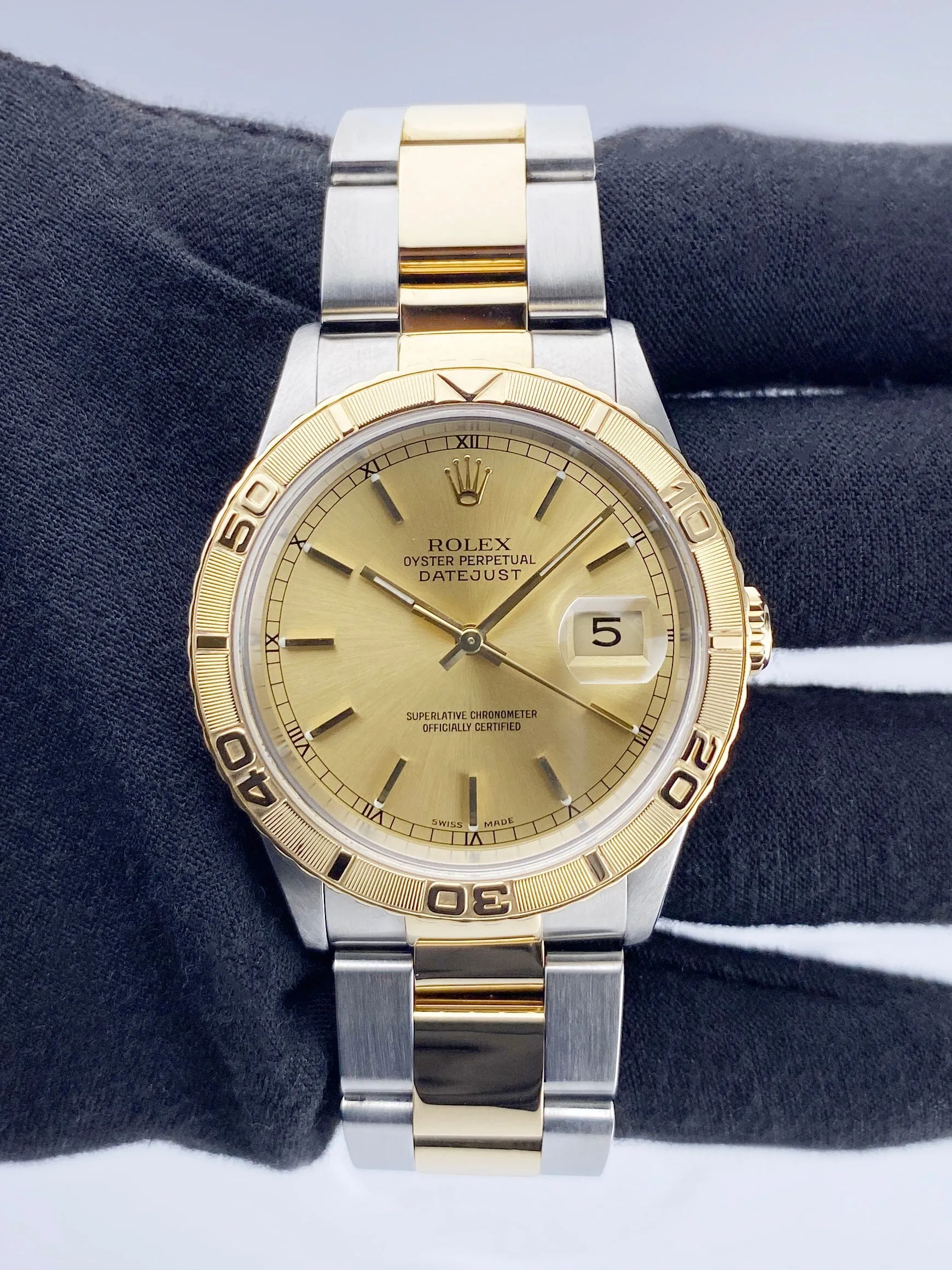 Rolex Datejust Turn-O-Graph 16263 Champagne Dial Two Tone Mens Watch