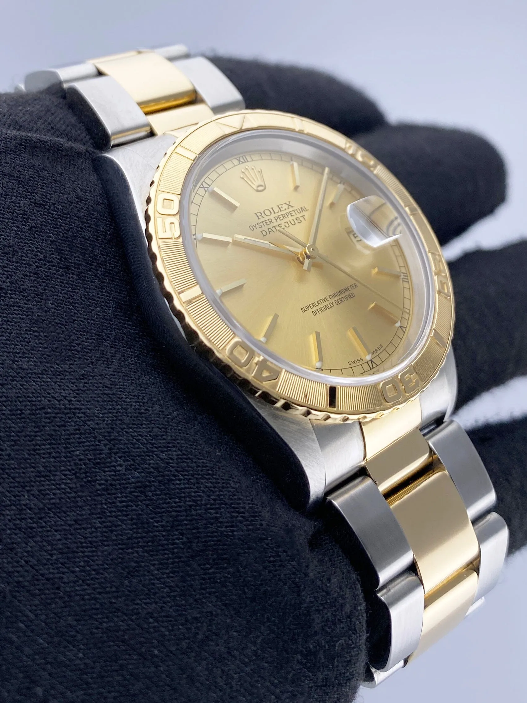 Rolex Datejust Turn-O-Graph 16263 Champagne Dial Two Tone Mens Watch