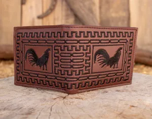 ROOSTER gallo WESTERN EMBROIDERED leather bi fold wallet