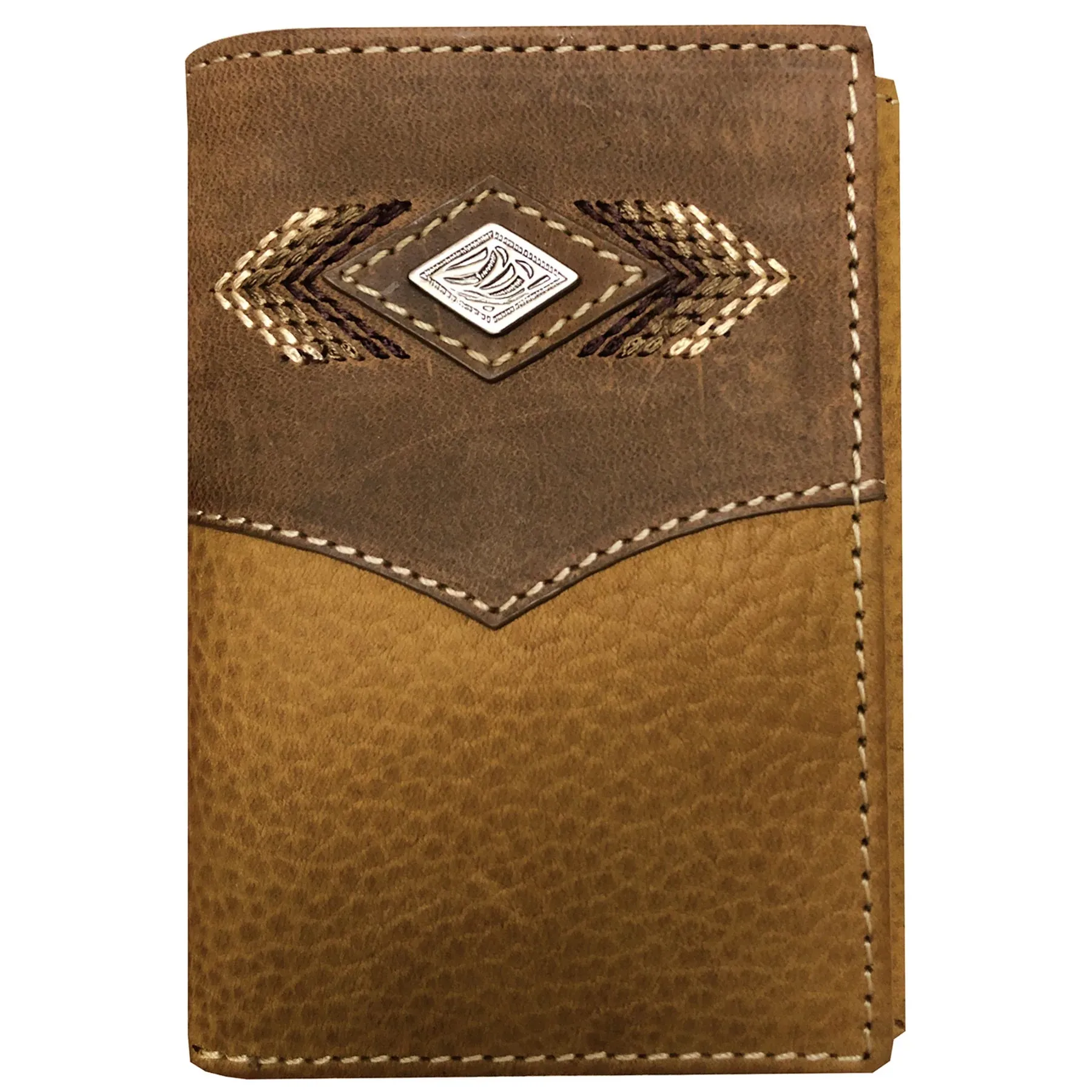 Roper Wallet Tri Fold Diamond Concho Brown
