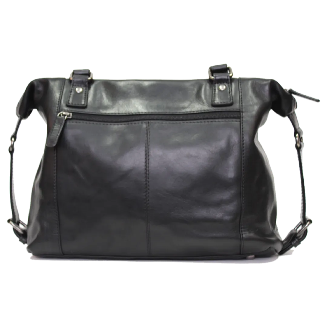Rugged Earth - Black Leather Handbag