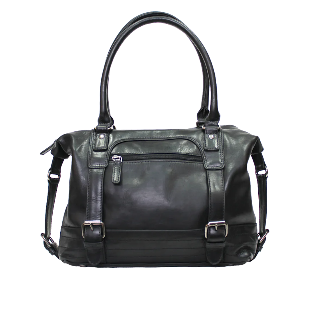 Rugged Earth - Black Leather Handbag