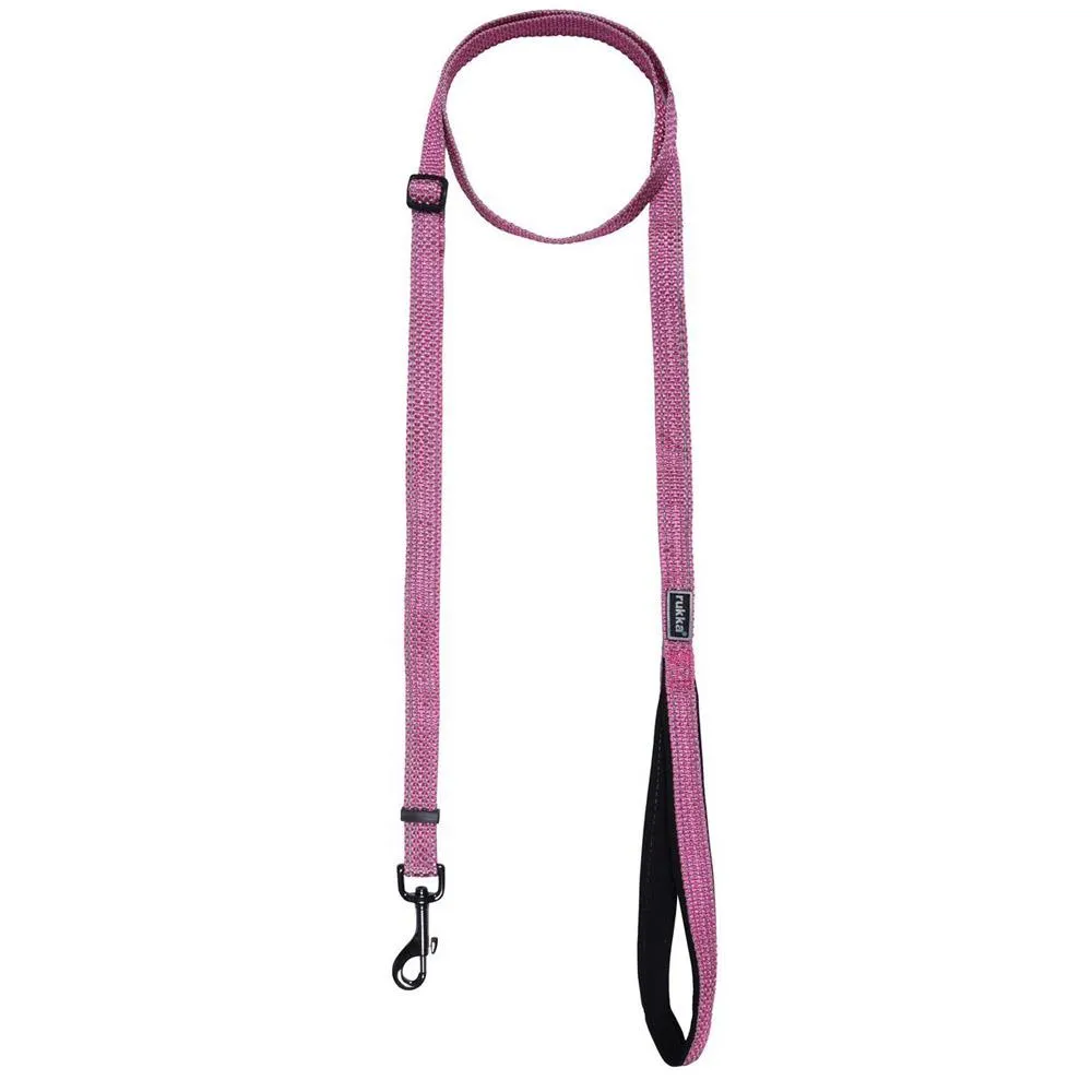 Rukka Pets Star Adjustable Reflective Padded Handle Dog Leash Hot Pink