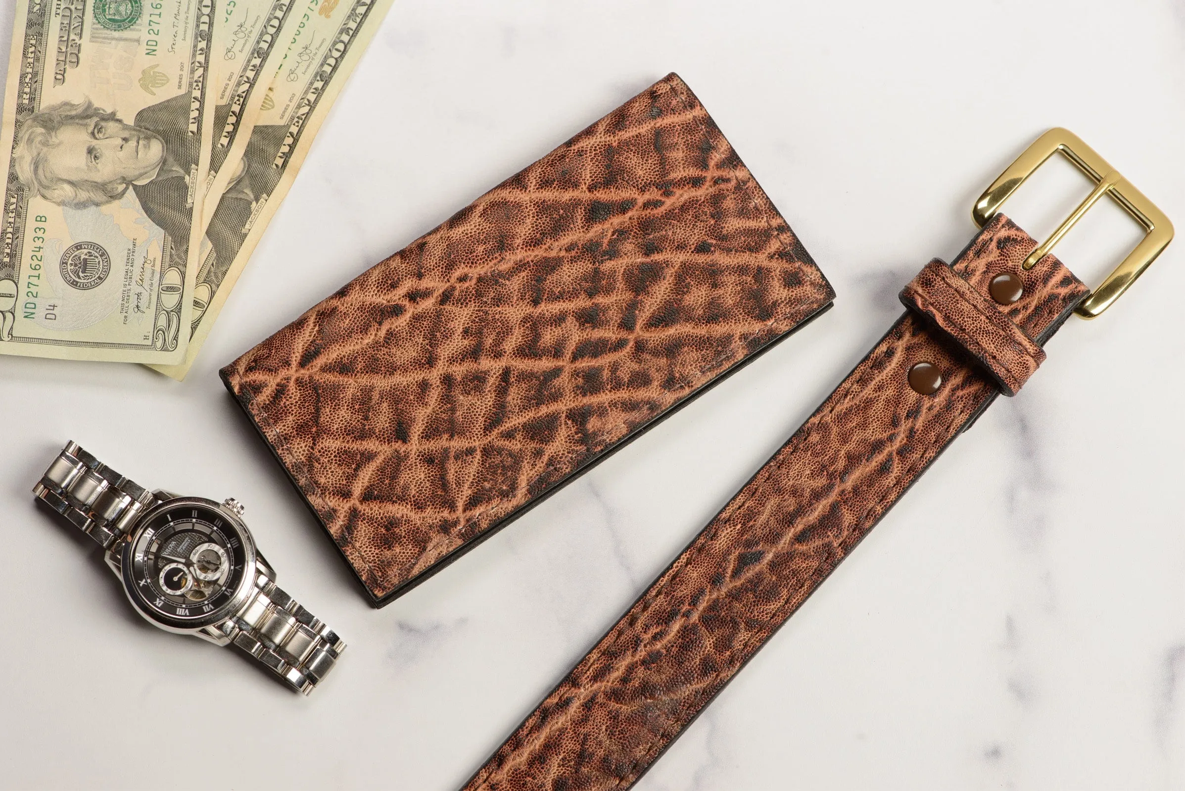 Rustic Brown Elephant Checkbook Cover