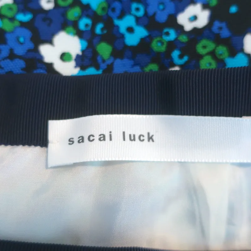 Sacai Luck Floral Print Mini Skirt Blue Cotton Size 0