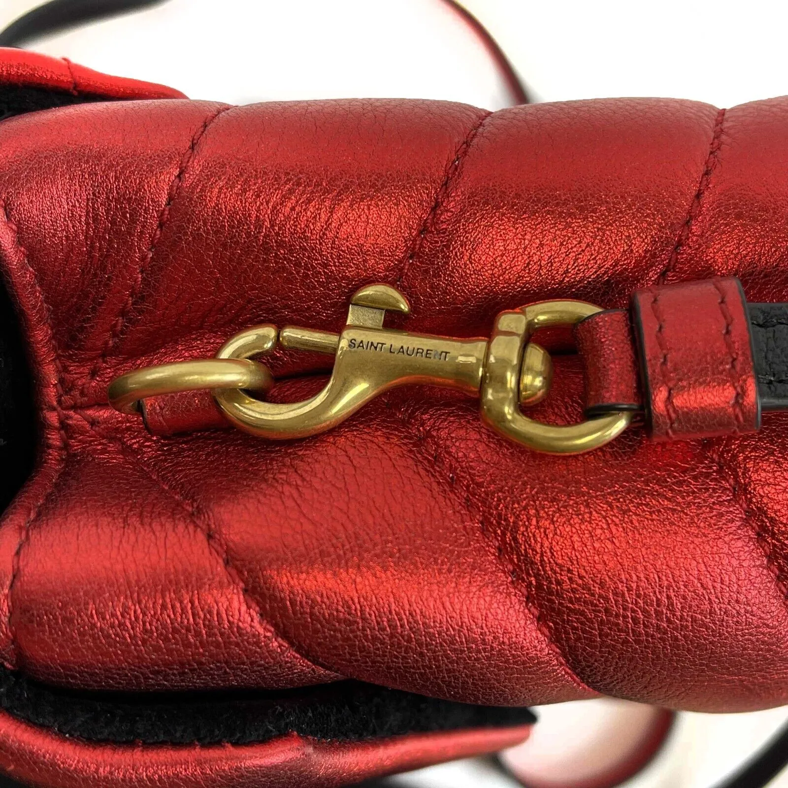 Saint Laurent - LouLou Shoulder Bag Matelasse Chevron Leather Toy Red Crossbody