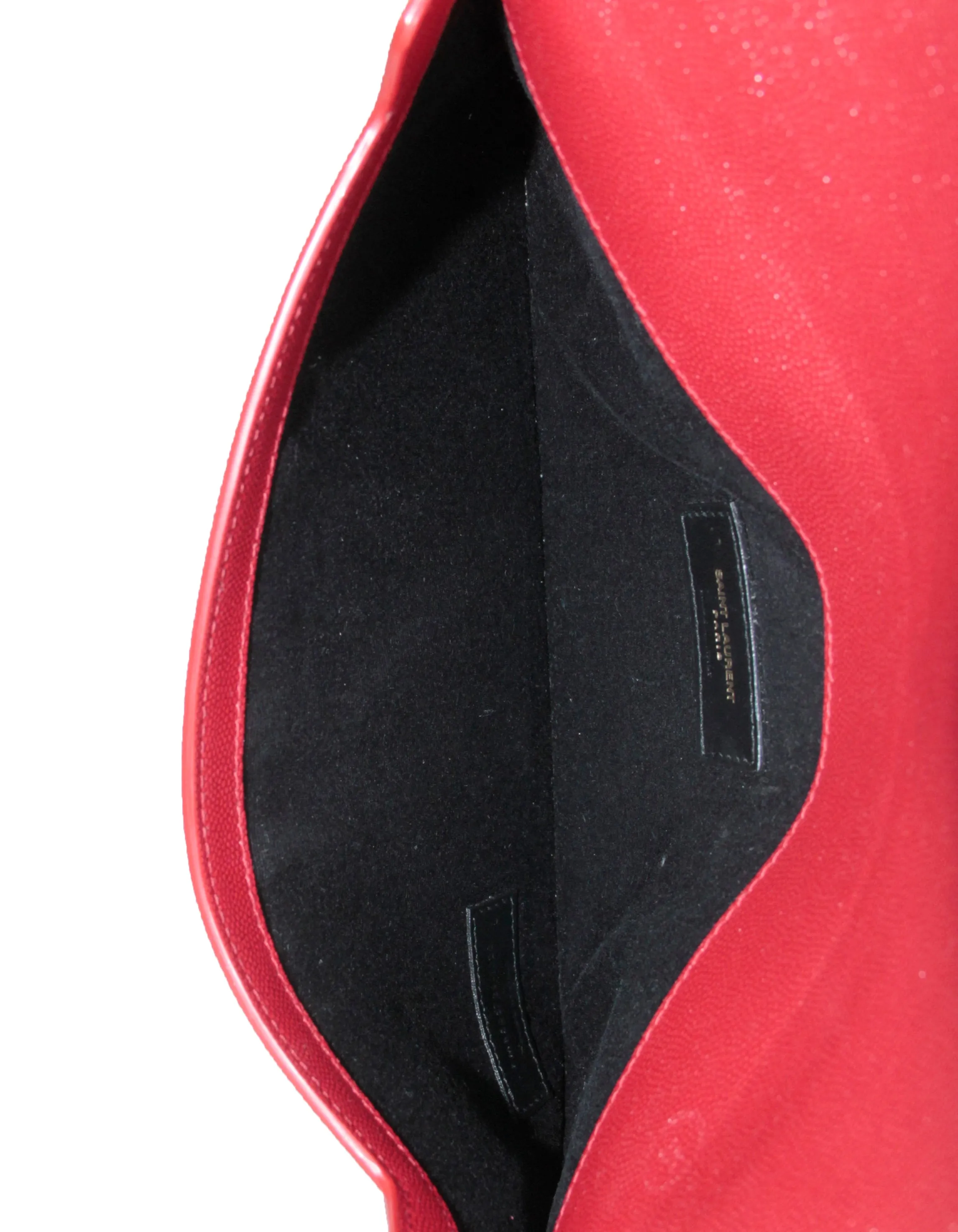 Saint Laurent Red Grain De Poudre Monogram Uptown Pouch Bag