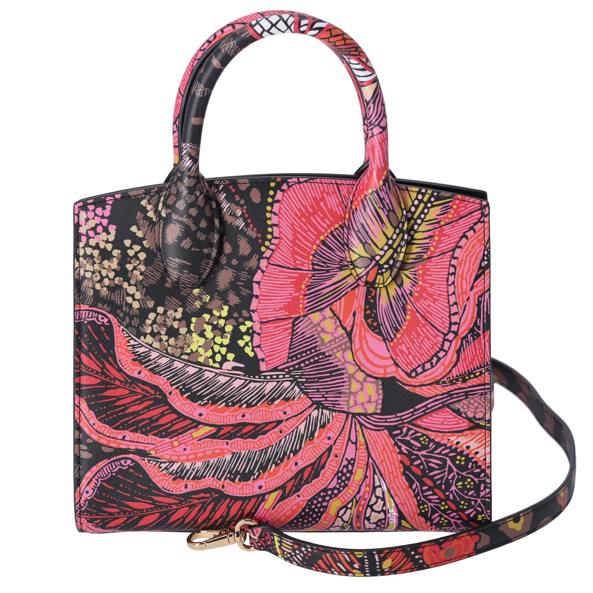 Salvatore Ferragamo StudioBox Handbag 211496 Pink Red Multi Floral