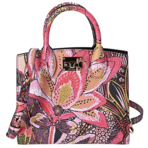 Salvatore Ferragamo StudioBox Handbag 211496 Pink Red Multi Floral