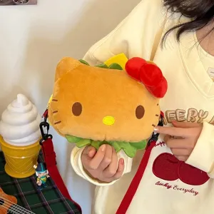 Sanrio Hello Kitty Hamburger Plush Shoulder Bag | Fun and Cute Design