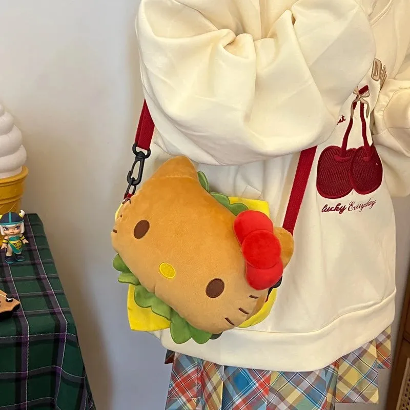 Sanrio Hello Kitty Hamburger Plush Shoulder Bag | Fun and Cute Design