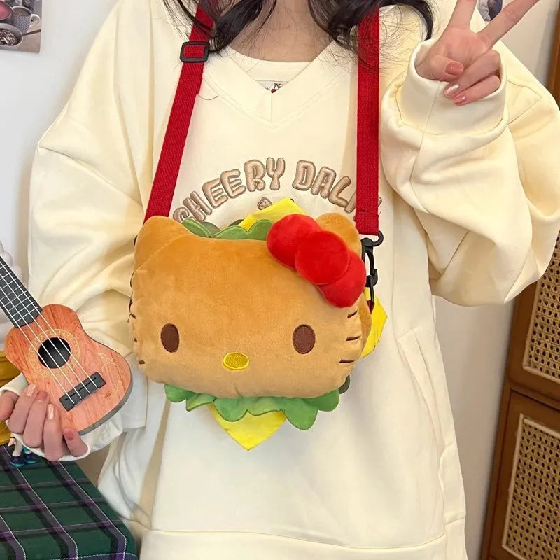Sanrio Hello Kitty Hamburger Plush Shoulder Bag | Fun and Cute Design