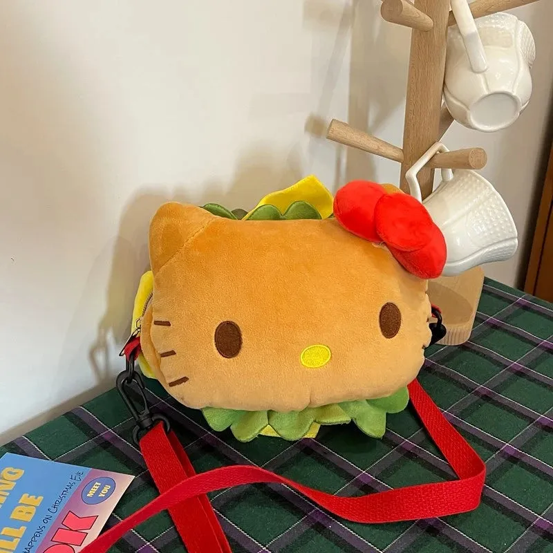Sanrio Hello Kitty Hamburger Plush Shoulder Bag | Fun and Cute Design