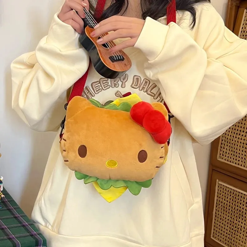 Sanrio Hello Kitty Hamburger Plush Shoulder Bag | Fun and Cute Design