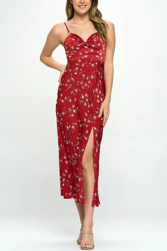 Satin Floral Bustier Dress