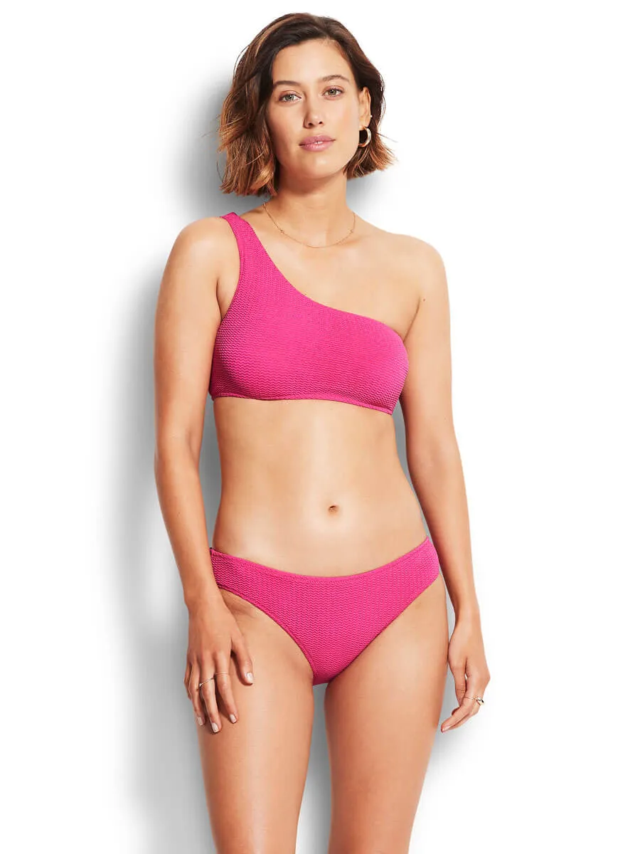 Sea Dive One Shoulder Bandeau in Fuchsia Rose