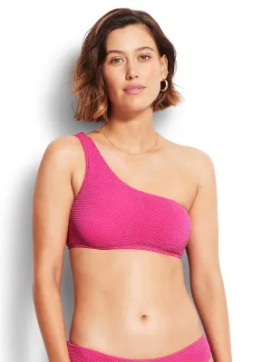 Sea Dive One Shoulder Bandeau in Fuchsia Rose