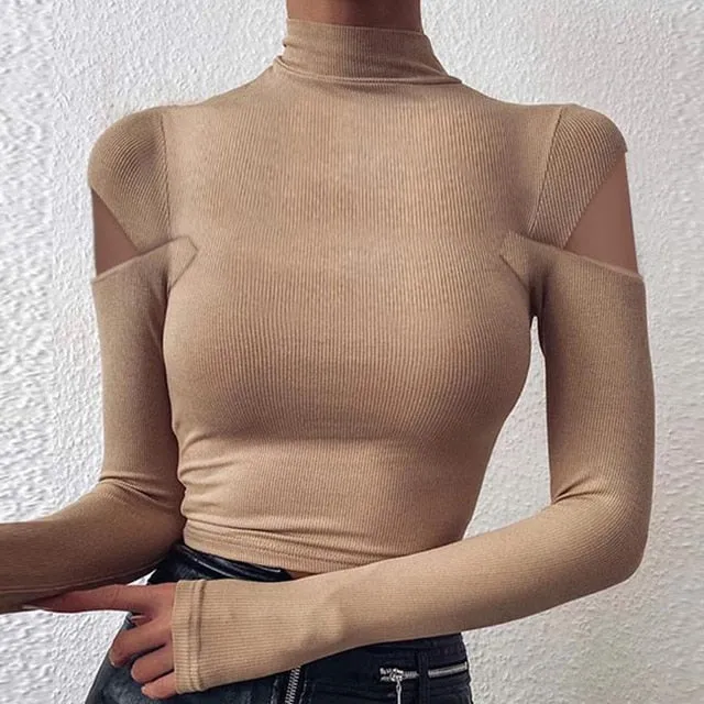 Sexy Off Shoulder Chain Strap Bodycon Blouse