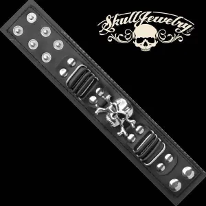 'Skull & Crossbones' Leather Bracelet (ba036)