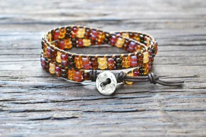 SOLD OUT! Stacked Seed Bead Wrap Bracelet Kit (Brown/Amber tones) (Double Wrap)
