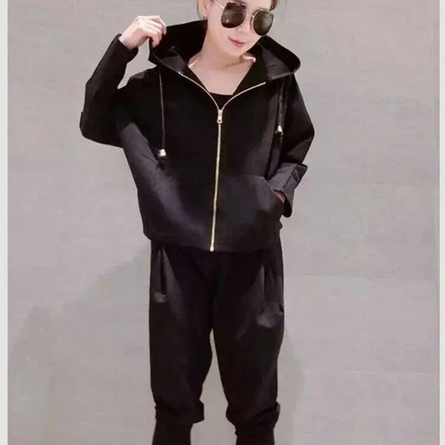 Solid Hooded Shirt & Pants (2 Piece Set)