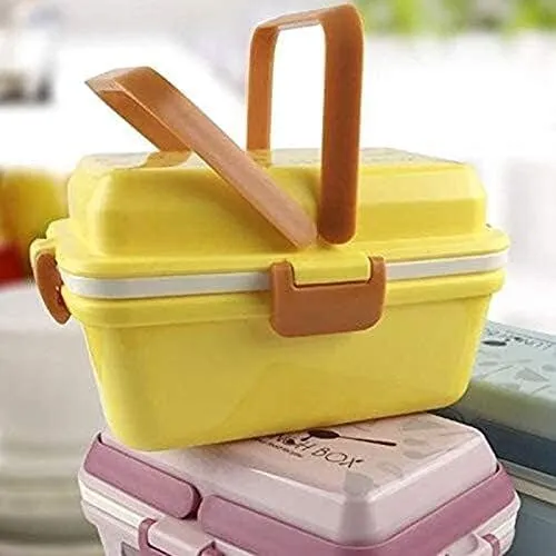 Spanker 1300ML BPAs Free Leak Proof Mom’s Choice Lunch Box with Fruit/Yogurt Pot Durable Perfect Size Kids Bento Box - Yellow