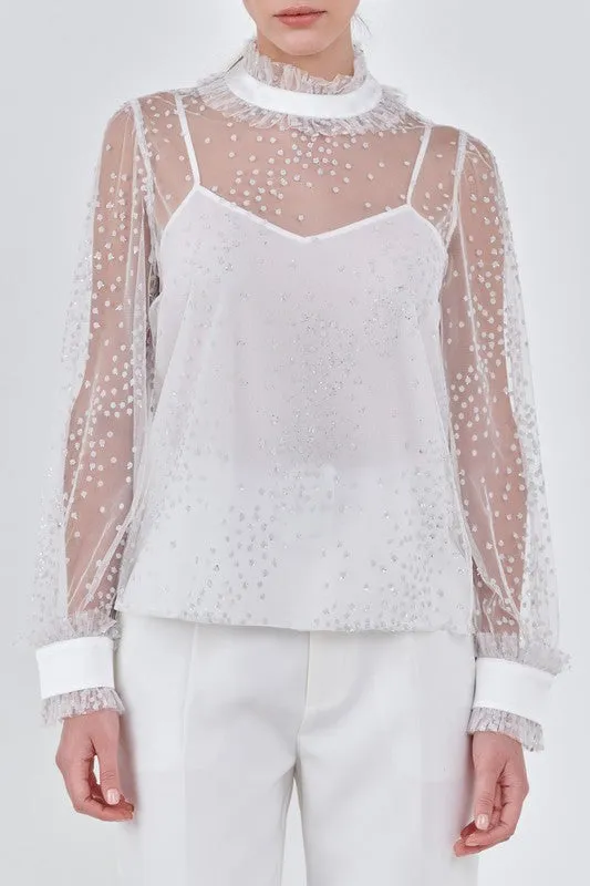 Speckled Mesh Blouse