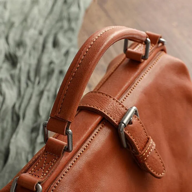 Spurlock Leather Doctor Bag Wide Mouth Crossbody Bag, Black/Brown/Coffee