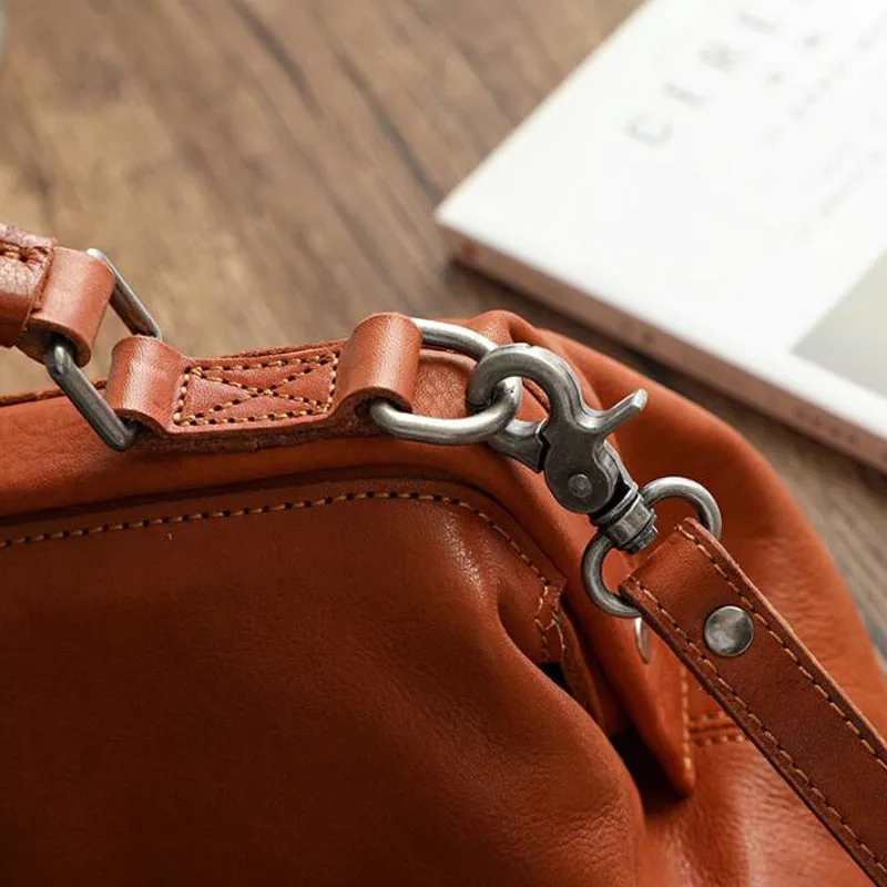 Spurlock Leather Doctor Bag Wide Mouth Crossbody Bag, Black/Brown/Coffee