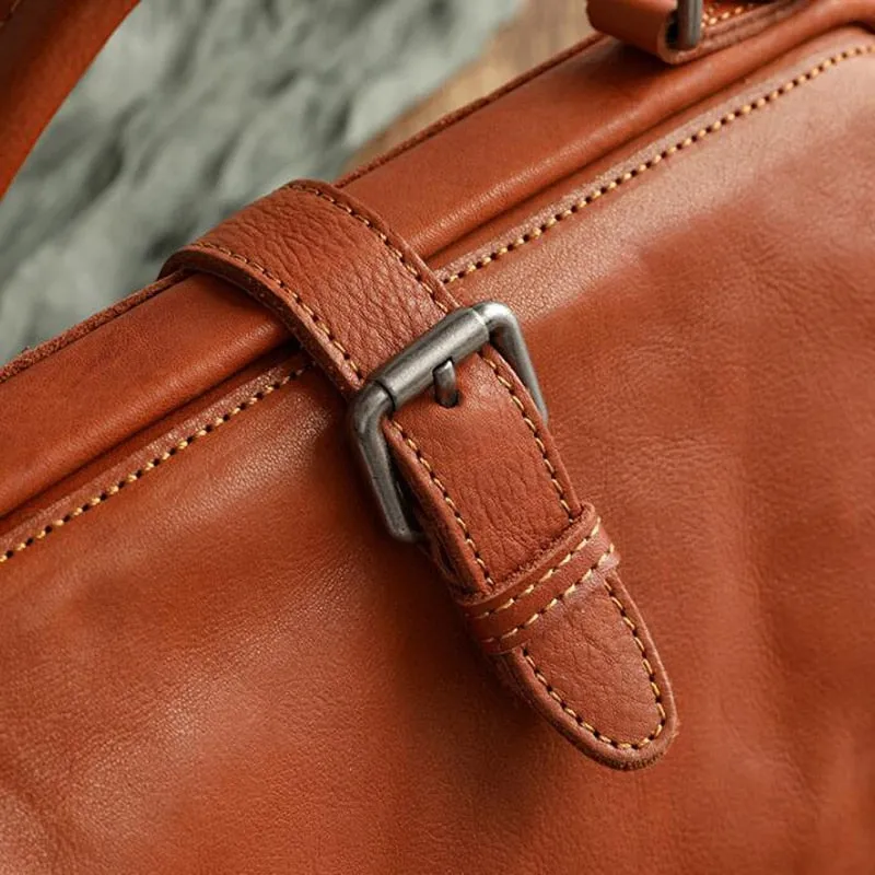 Spurlock Leather Doctor Bag Wide Mouth Crossbody Bag, Black/Brown/Coffee