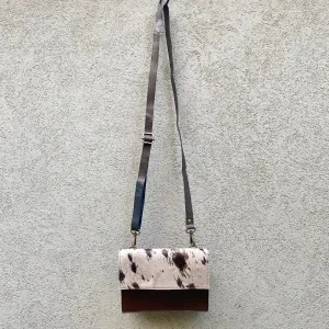 Star Cowhide and Leather Crossbody Clutch Bag - Taupe, Chocolate, Rust