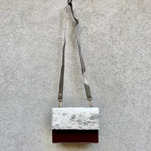 Star Cowhide and Leather Crossbody Clutch Bag - White, Silver Foil, Chocolate, Taupe