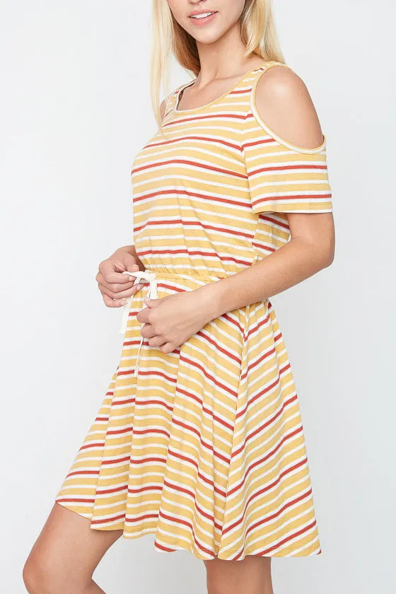 Striped Cold Shoulder Dress (Mother: Mommy and Me)