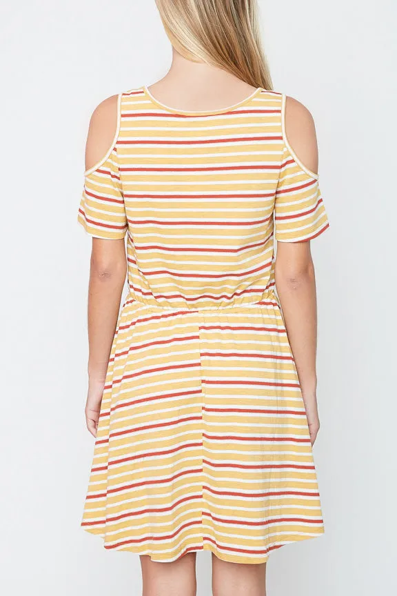 Striped Cold Shoulder Dress (Mother: Mommy and Me)