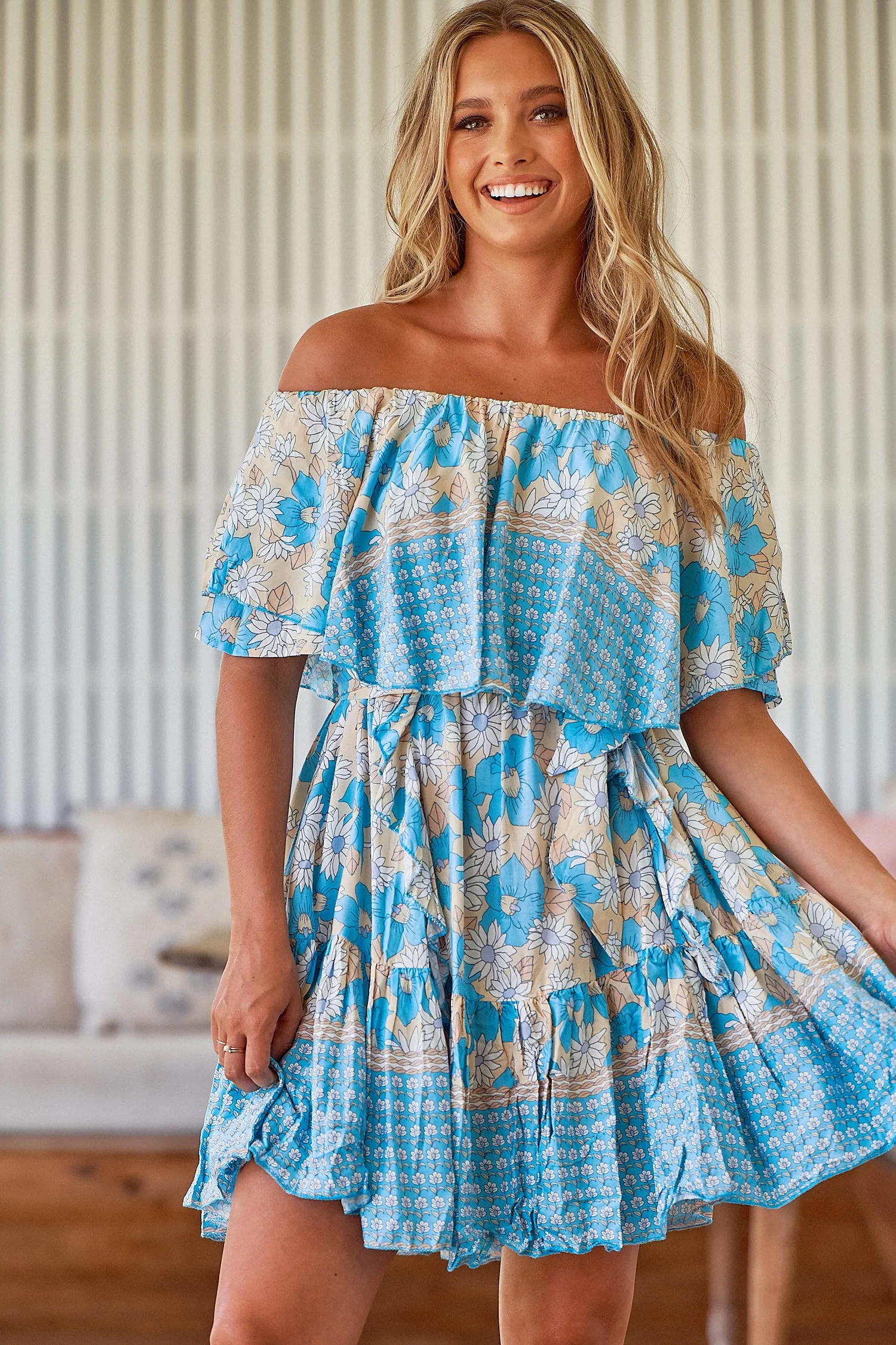 Swan River Daisy Print Georgie Mini Dress