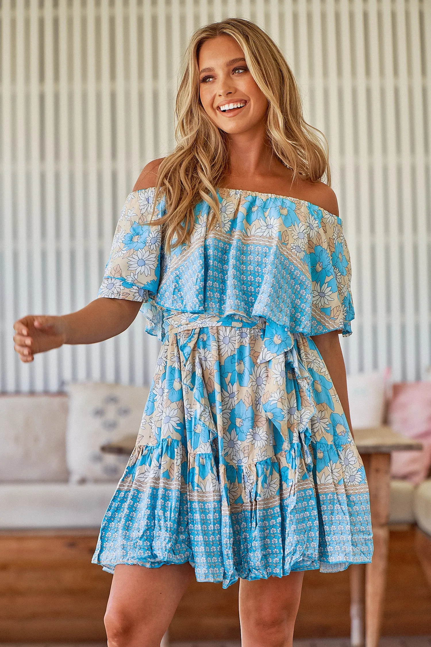 Swan River Daisy Print Georgie Mini Dress