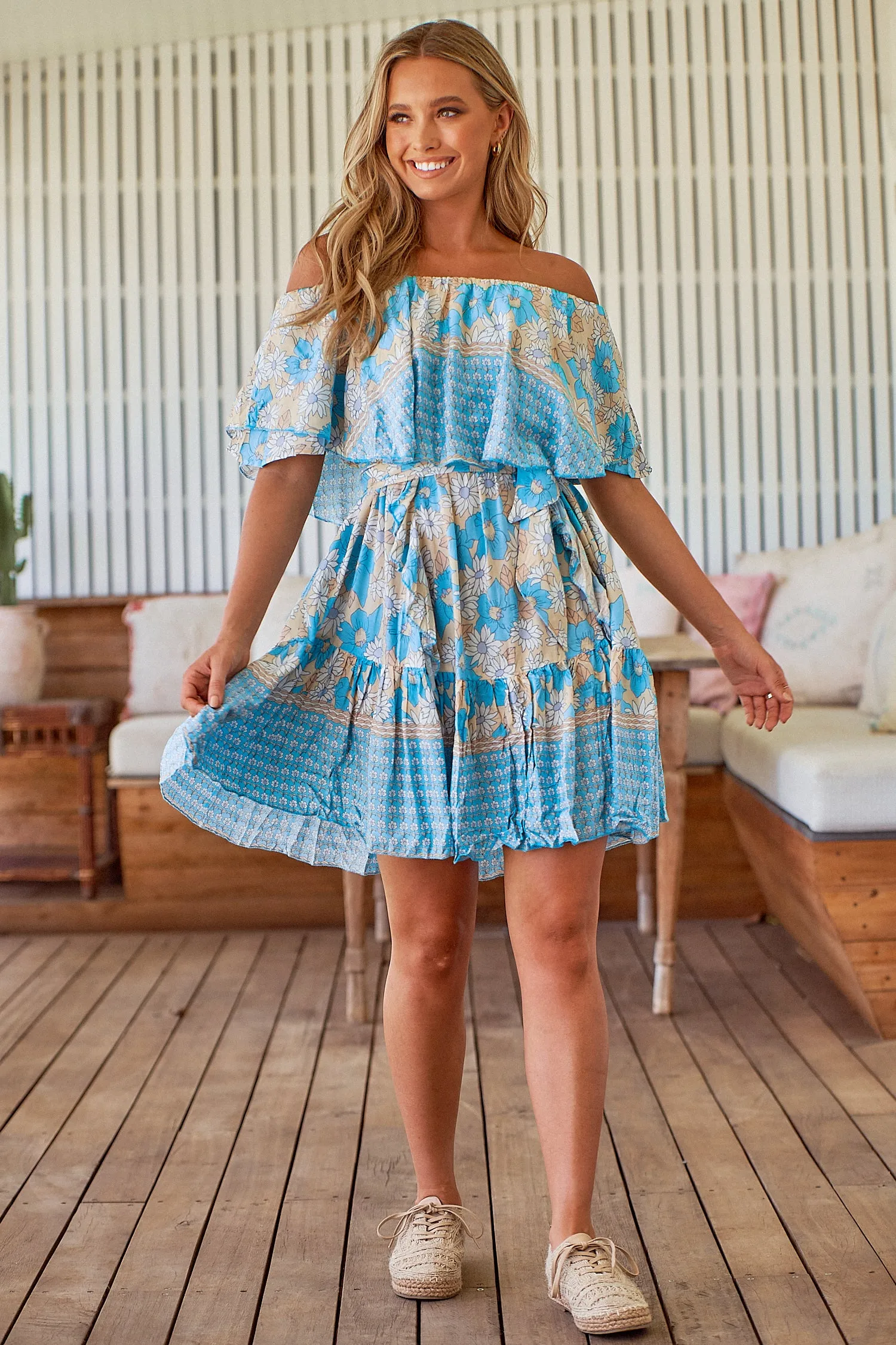 Swan River Daisy Print Georgie Mini Dress