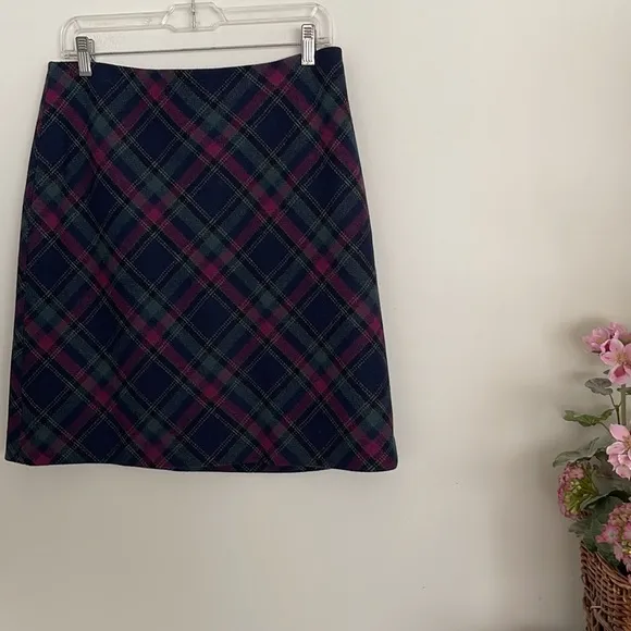 Talbots plaid wool blended skirt