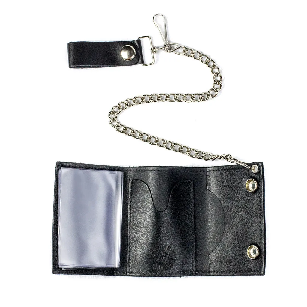 TC304-1  Tri-Fold Wallet w/ Chain- Barbed Wire