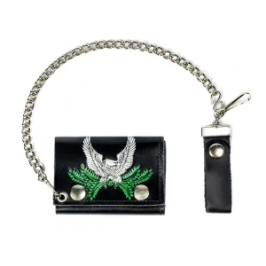 TC304C-43  Tri-Fold Wallet w/ Chain- Eagle/Green