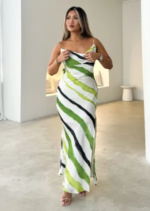 Tenra Maxi Dress - Green Tie Dye