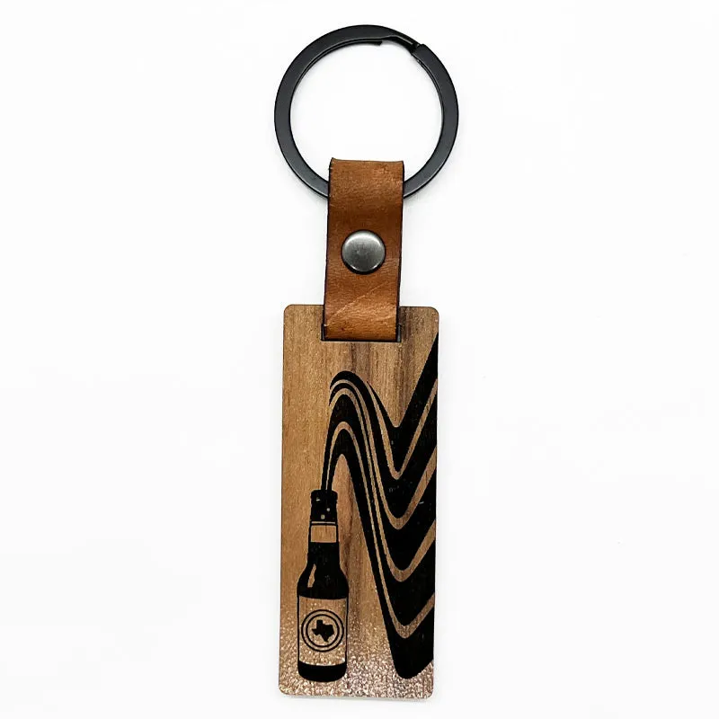 Texas Longneck Vibes Walnut Keychain