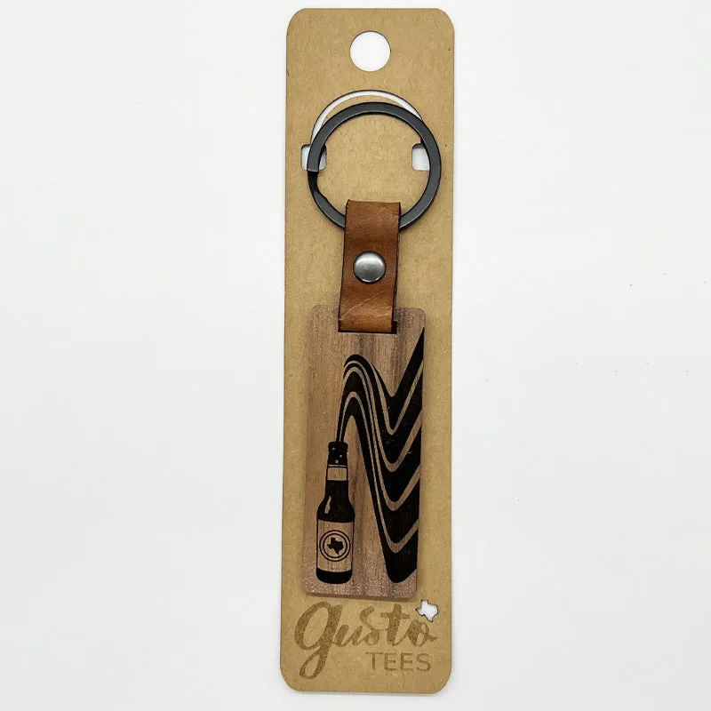 Texas Longneck Vibes Walnut Keychain