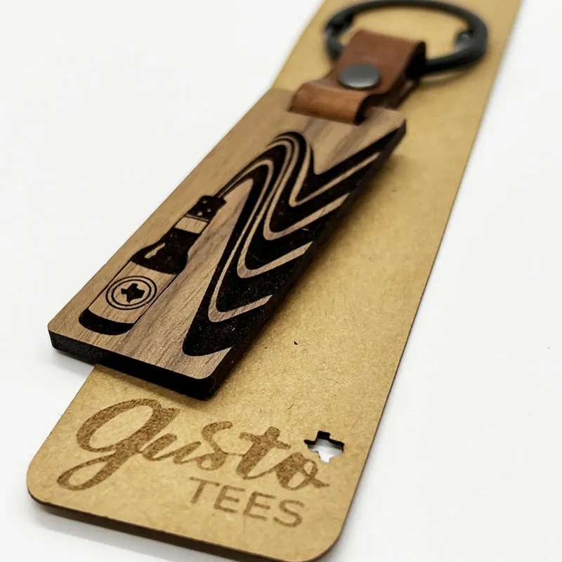 Texas Longneck Vibes Walnut Keychain
