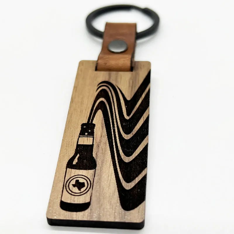 Texas Longneck Vibes Walnut Keychain