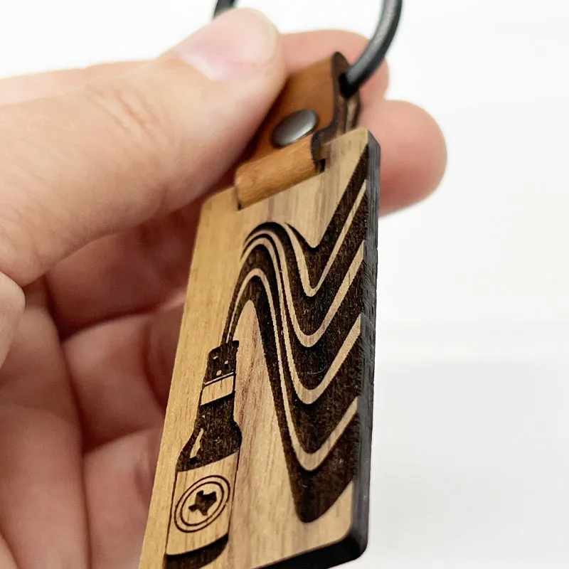 Texas Longneck Vibes Walnut Keychain