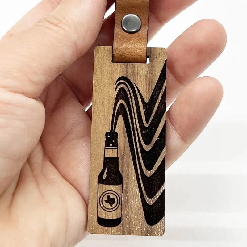 Texas Longneck Vibes Walnut Keychain