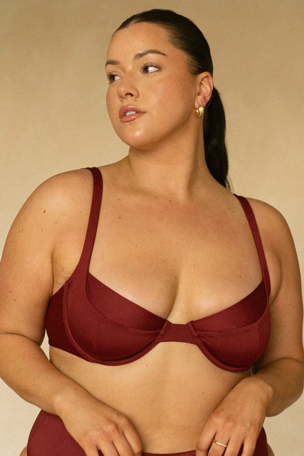 The Amalfi Underwire Tie Back Top - Pomegranate