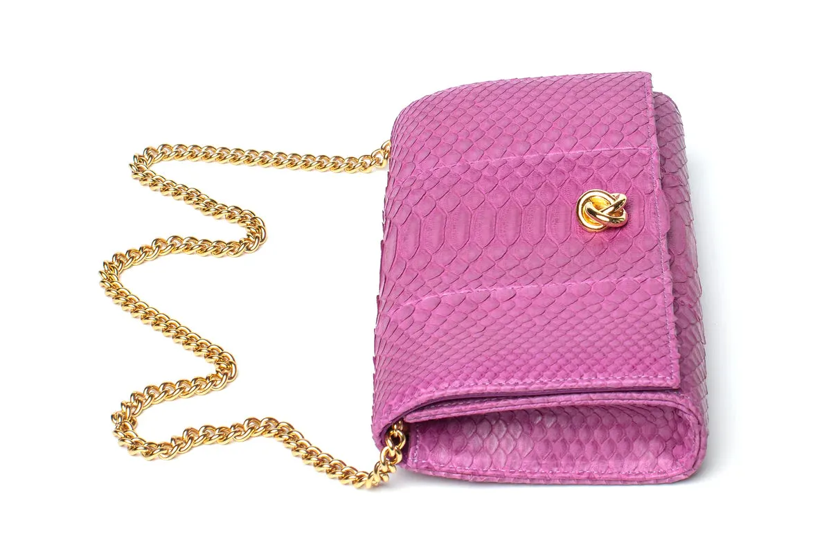 The Olivia Clutch in Berry Python